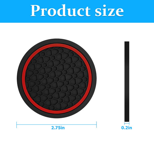 Mandark Car Cup Holder Coasters 4PCS Non-Slip Black Red