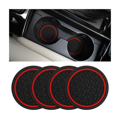 Mandark Car Cup Holder Coasters 4PCS Non-Slip Black Red