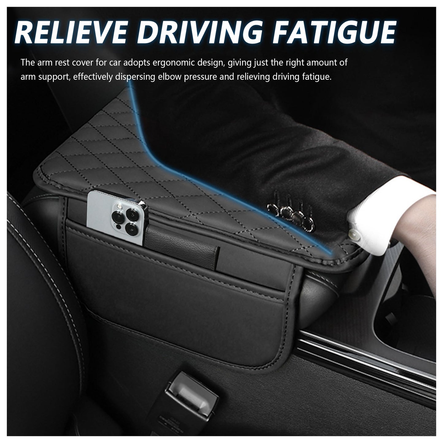 Stacool Car Center Console Cover with Storage Bags Black