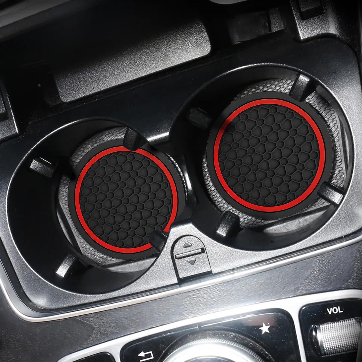 Mandark Car Cup Holder Coasters 4PCS Non-Slip Black Red