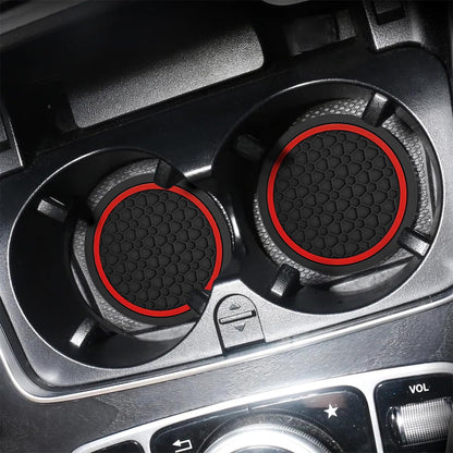 Mandark Car Cup Holder Coasters 4PCS Non-Slip Black Red