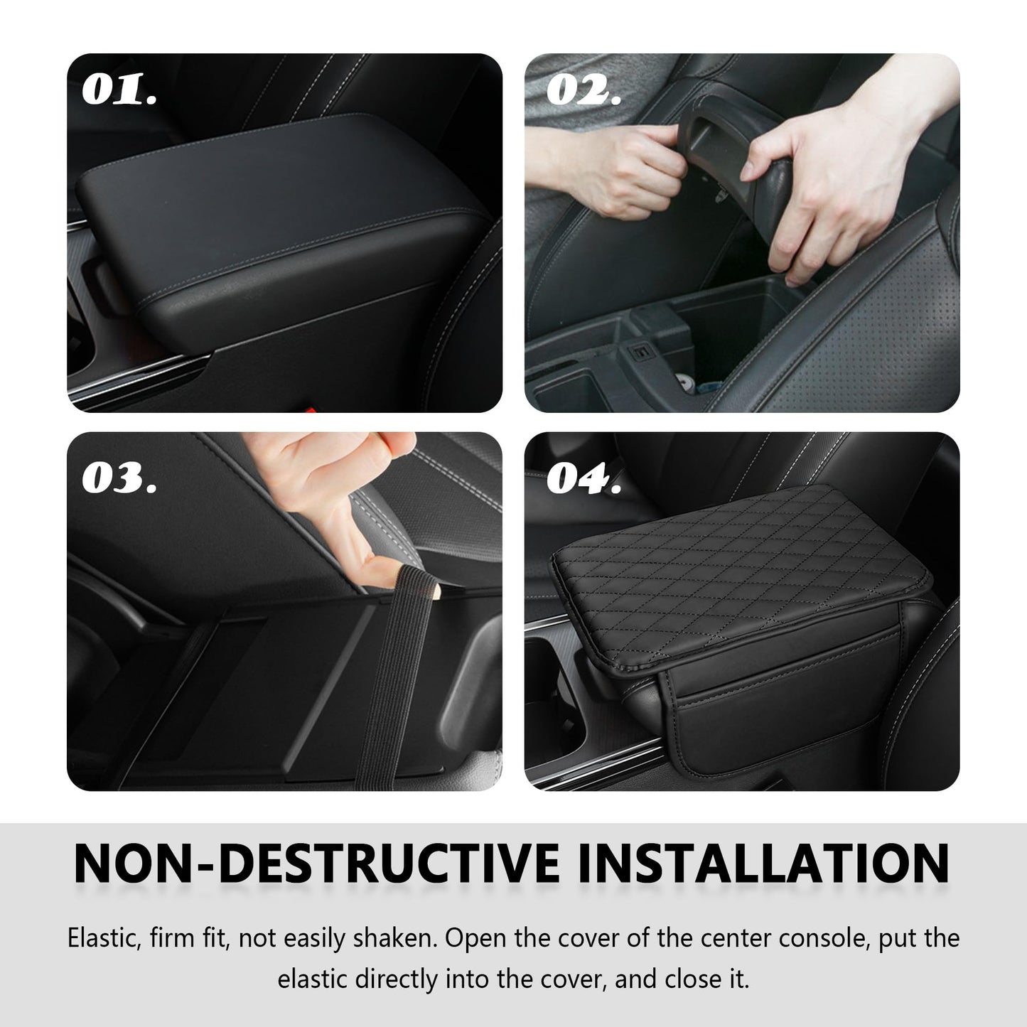 Stacool Car Center Console Cover with Storage Bags Black