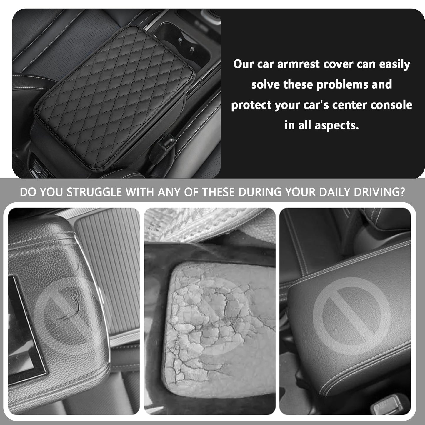 Stacool Car Center Console Cover with Storage Bags Black