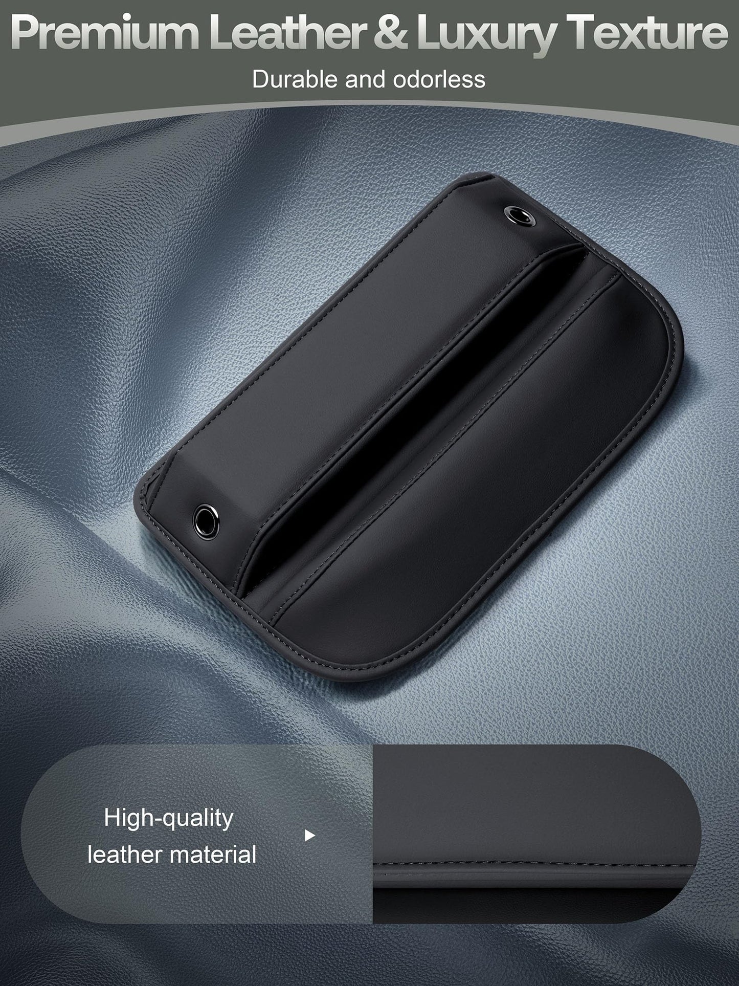 Premium Leather Car Seat Gap Filler Organizer Black